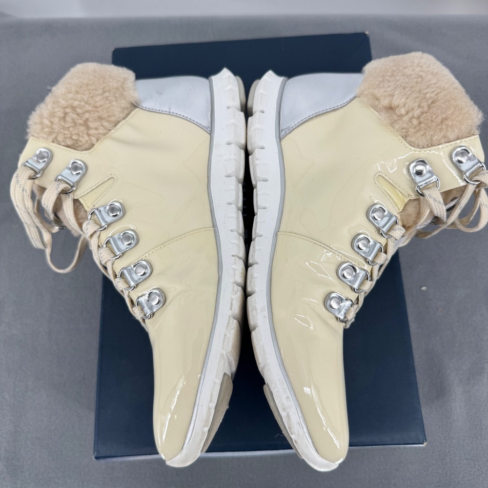 Cole Haan ZeroGrand Hiker Womens 7 Waterproof Boots Ivory Patent W09835